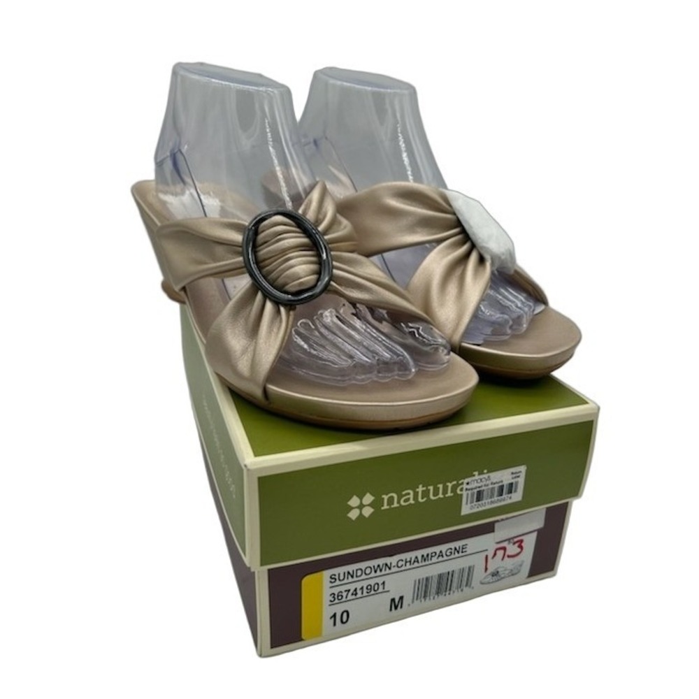 Naturalizer Sundown Wedge Sandals Women's Size 10‎ Champagne Metallic Slide